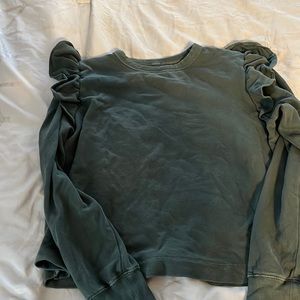 Green ruffle sleeve sweatshirt